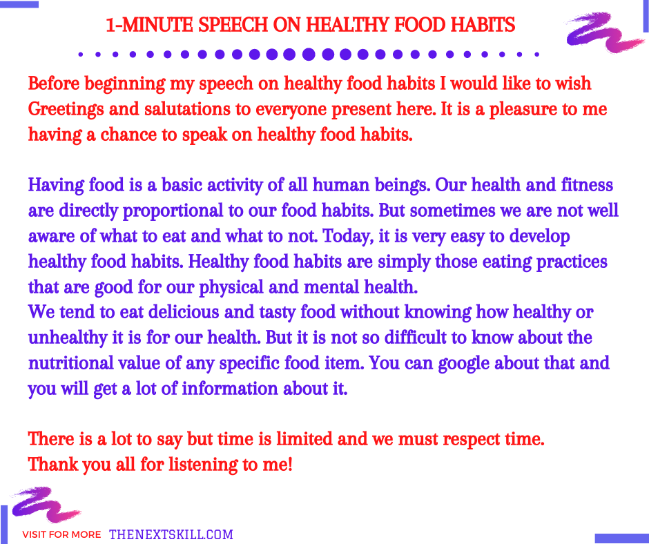 Speech on Healthy food habits
