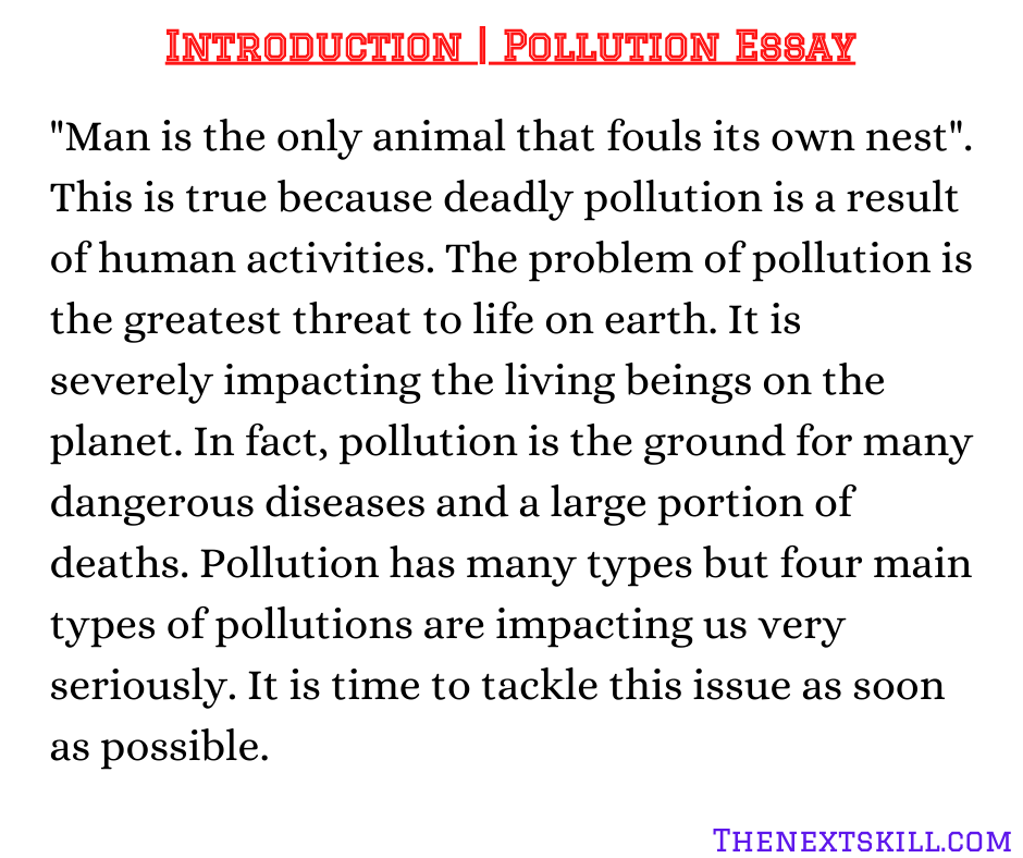 essay on pollution for class 8