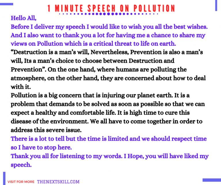 speech on pollution for 1 minute
