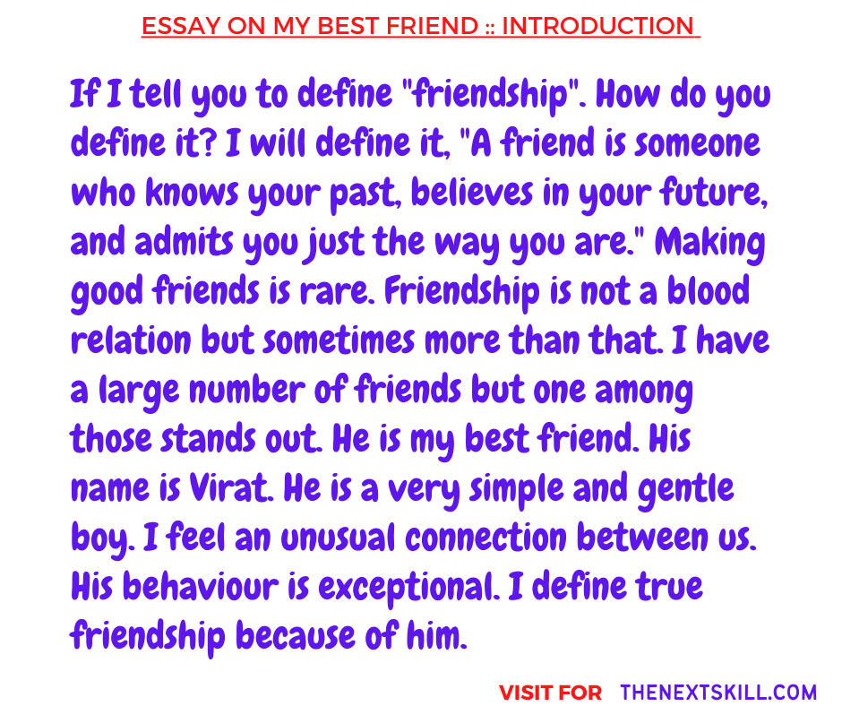 Essay On My Best Friend | Introduction