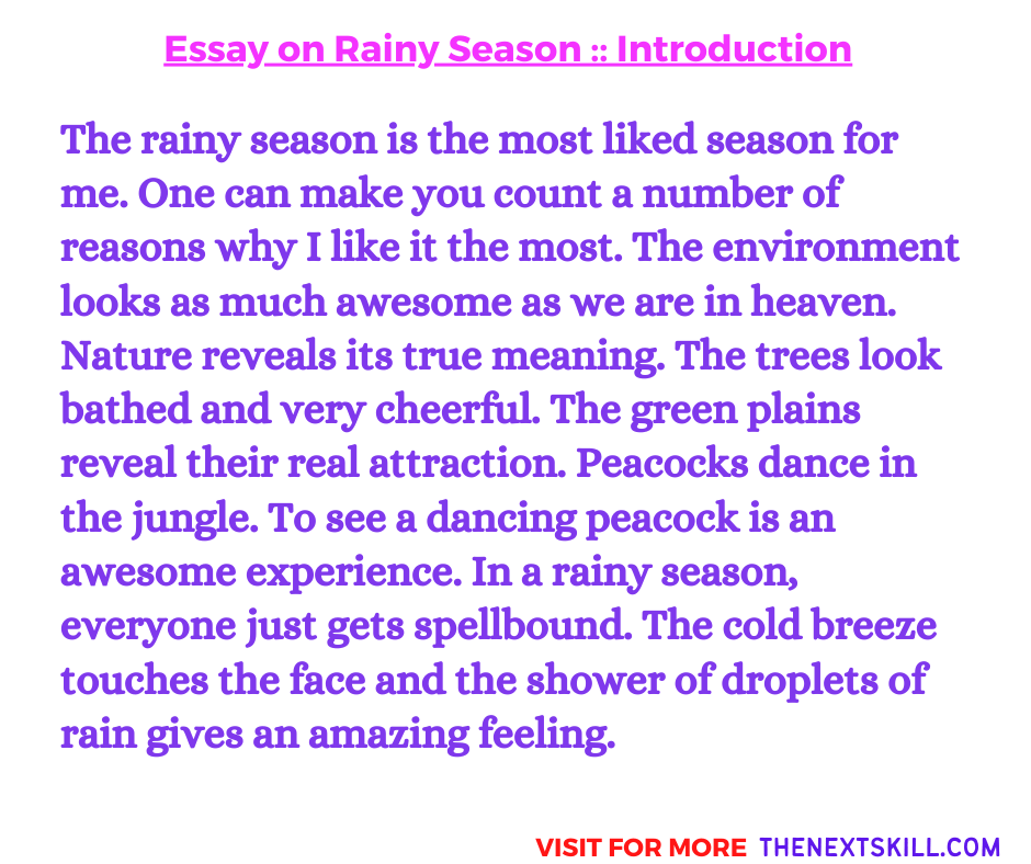 Essay On Rainy Season | Introduction