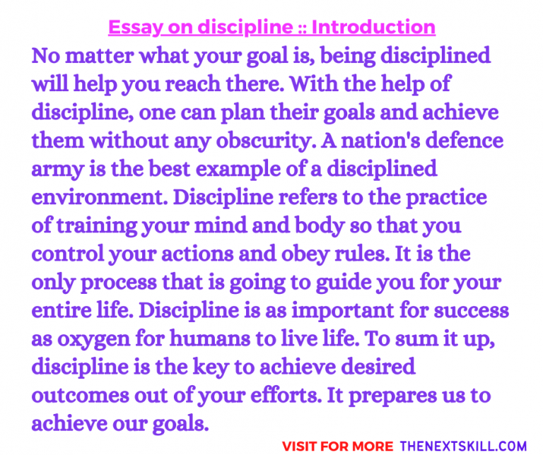 essay discipline is the hallmark of progress