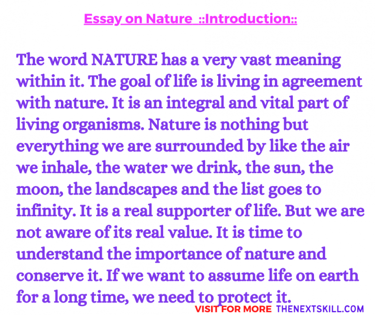 role of nature essay writing