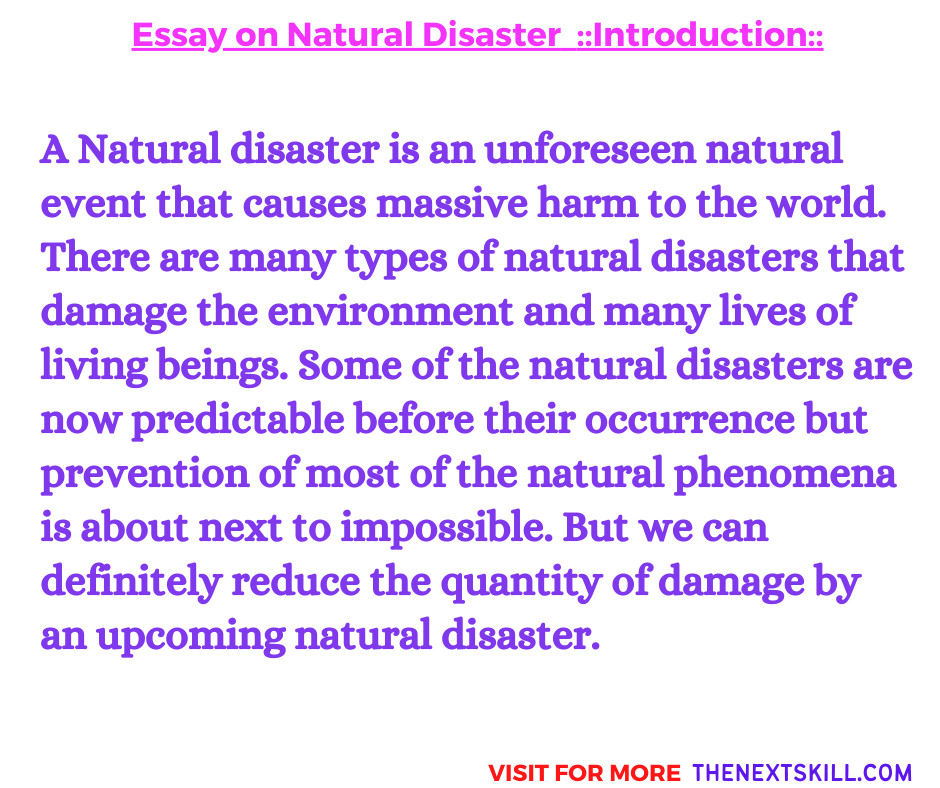 Essay On Natural Disaster Short Long 