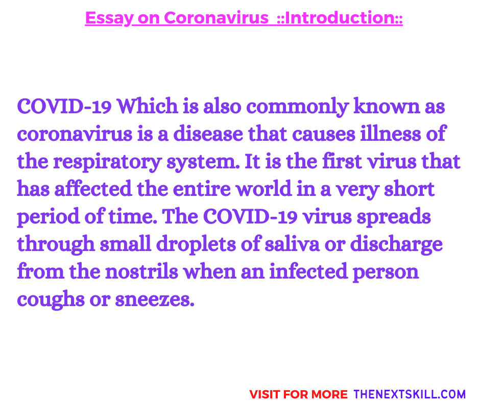 Essay on coronavirus | Introduction