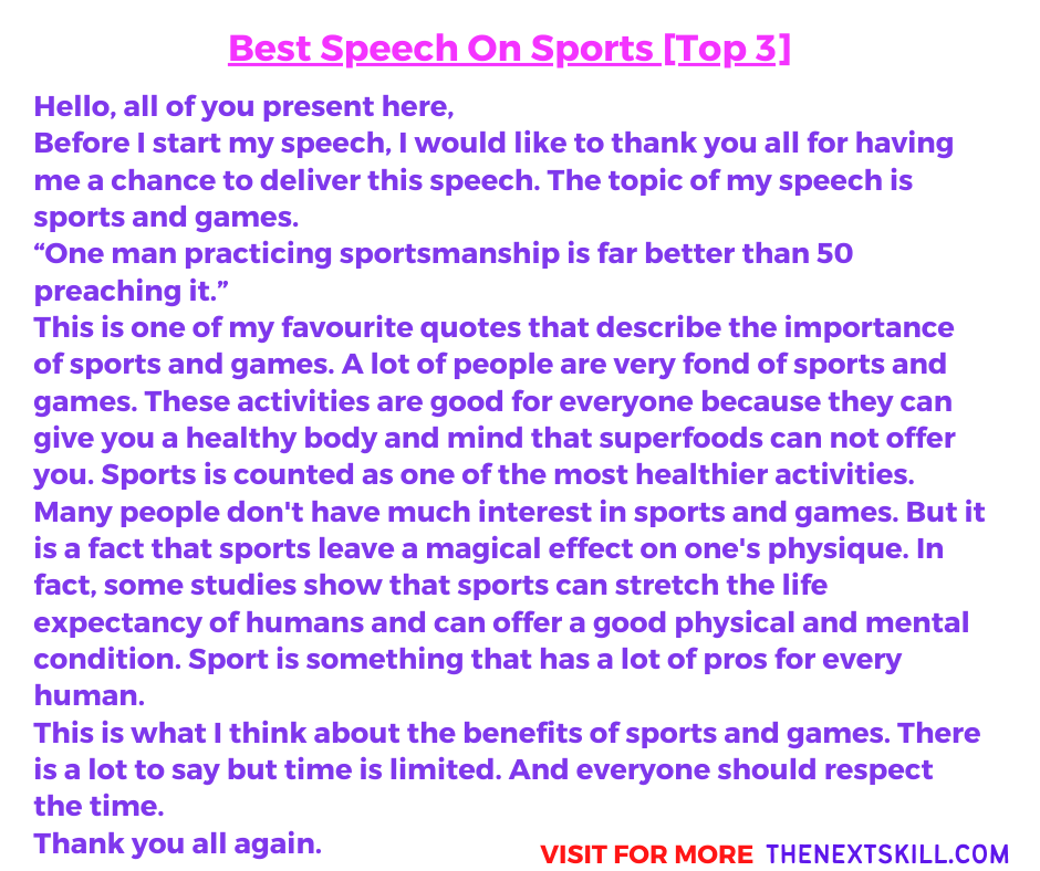 Best Speech On Sports