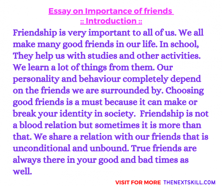 importance of friends in our life essay class 4