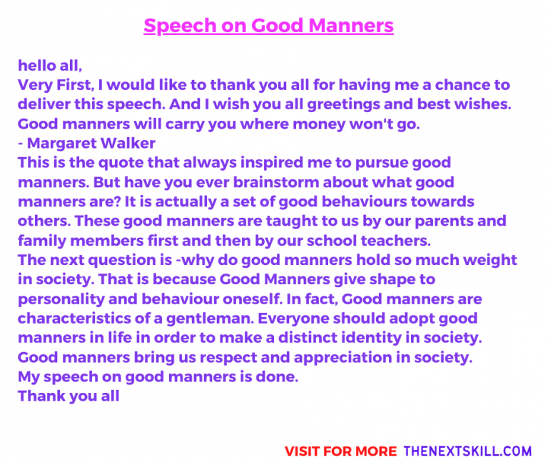 speech writing good manners