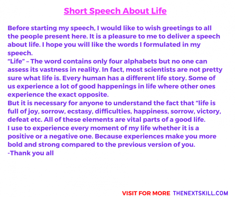 speech about real life