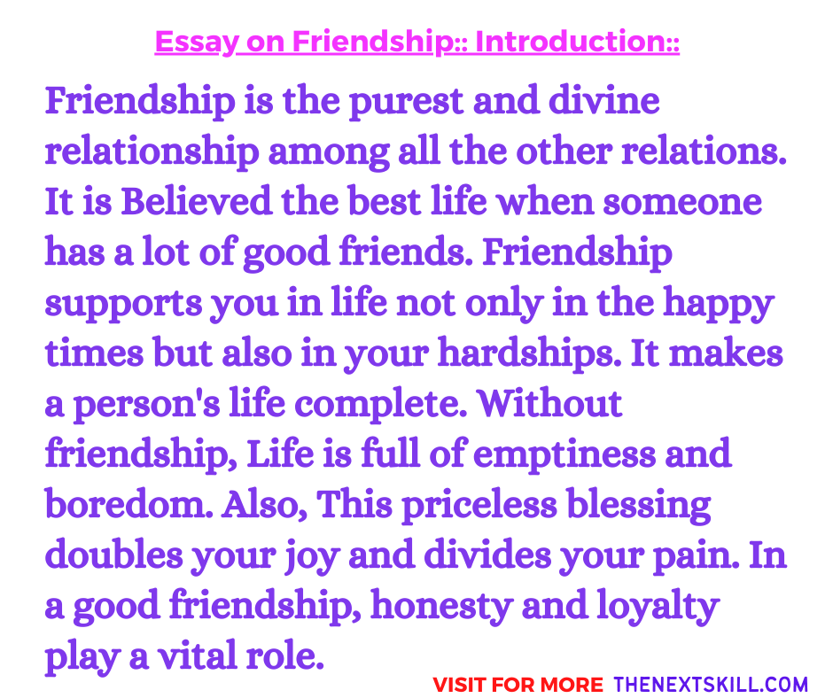 Essay On Friendship | Introduction