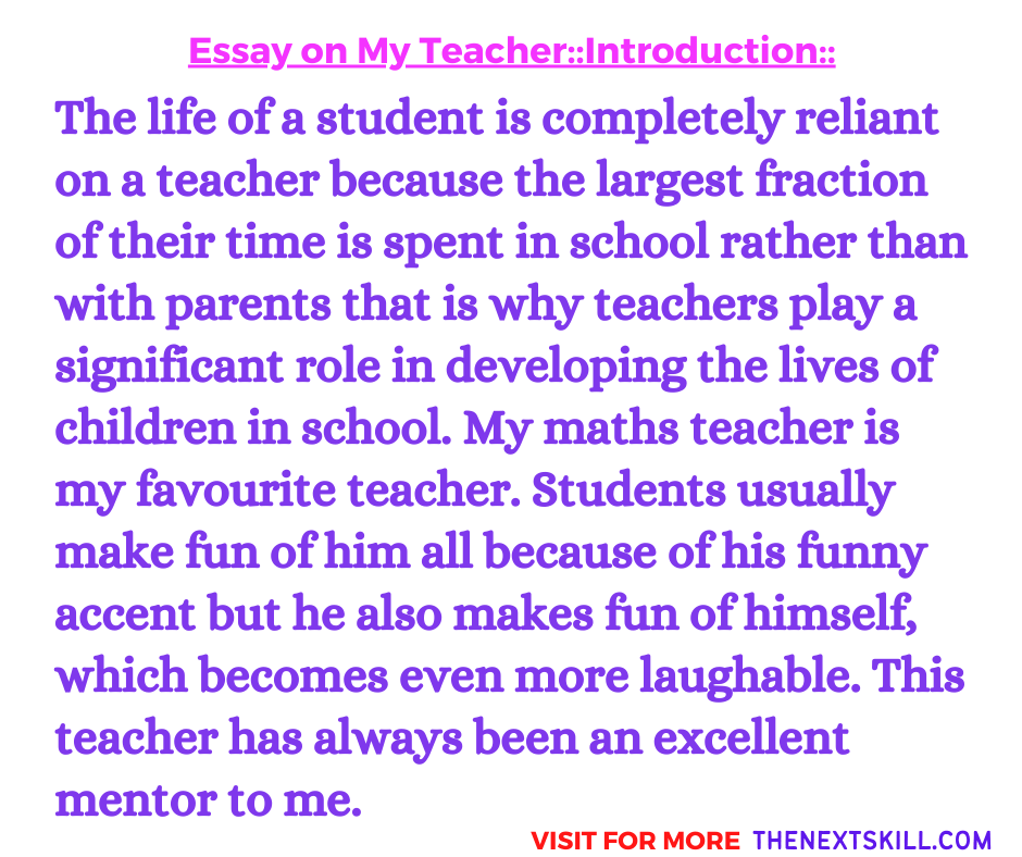 write essay about my teacher