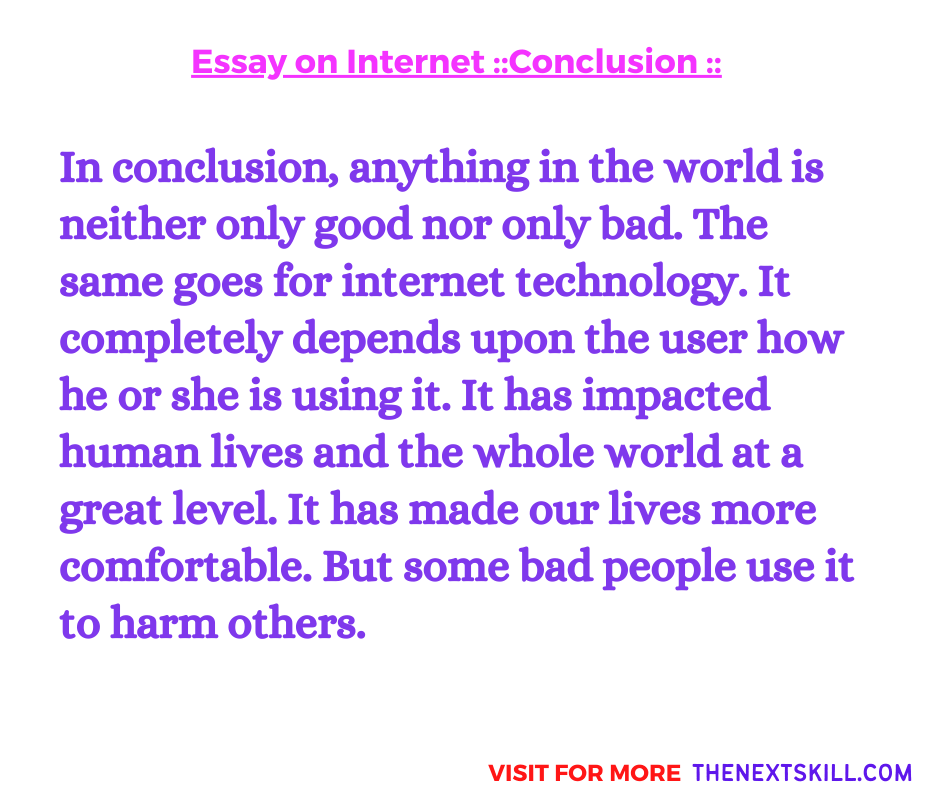 Essay on Internet | Conclusion