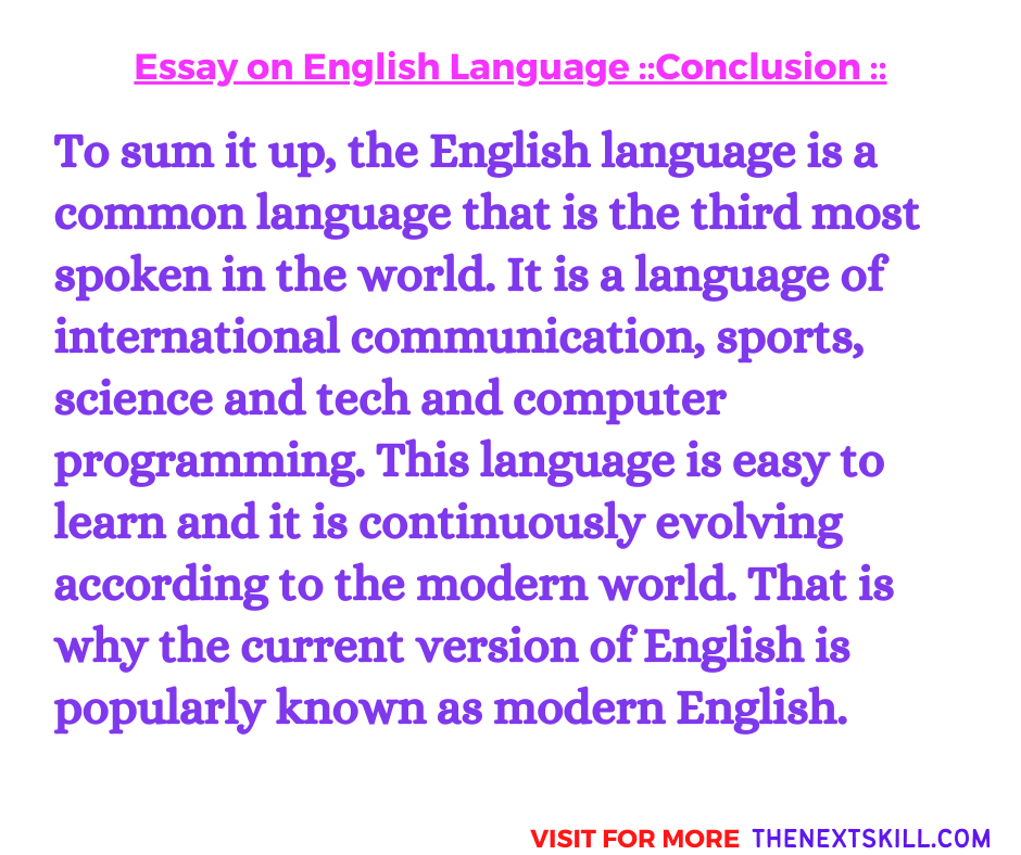 Essay on English Language | Conclusion