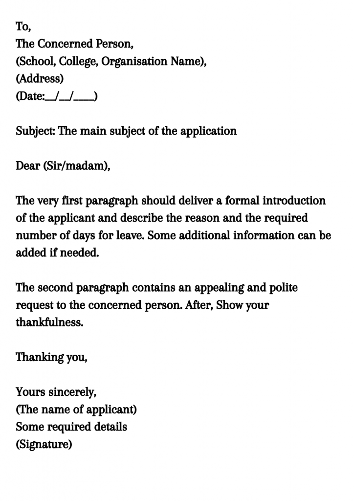 leave letter format for marriage