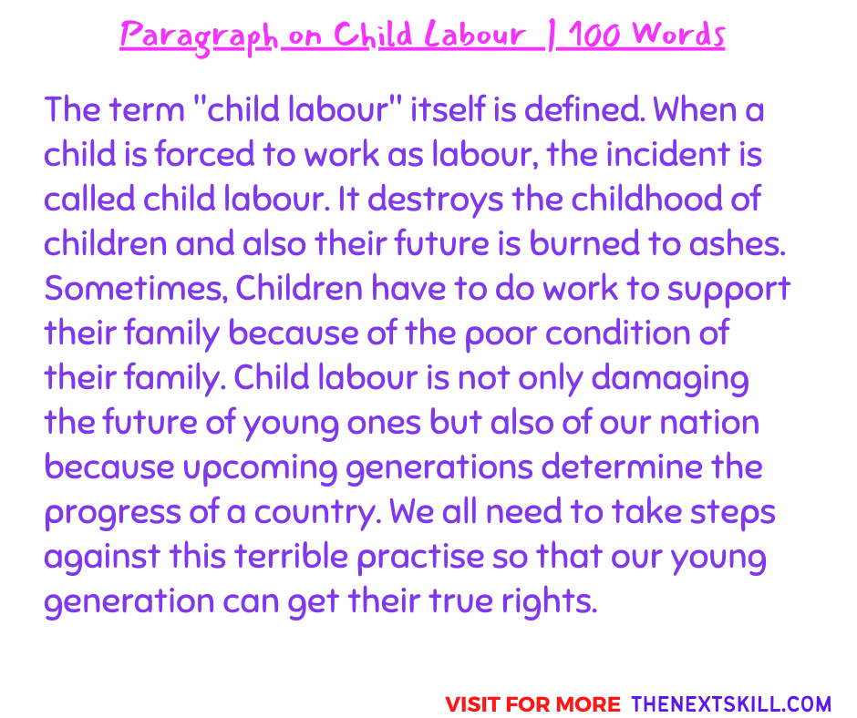 Paragraph On Child Labour | 100 words