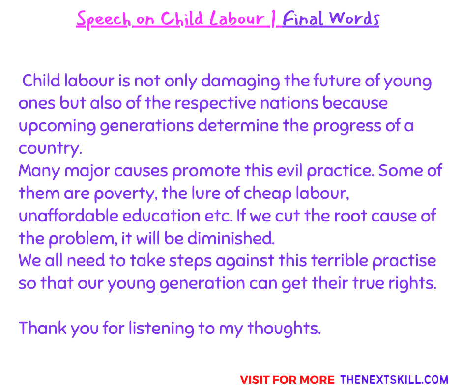 Conclusion for speech on child labour