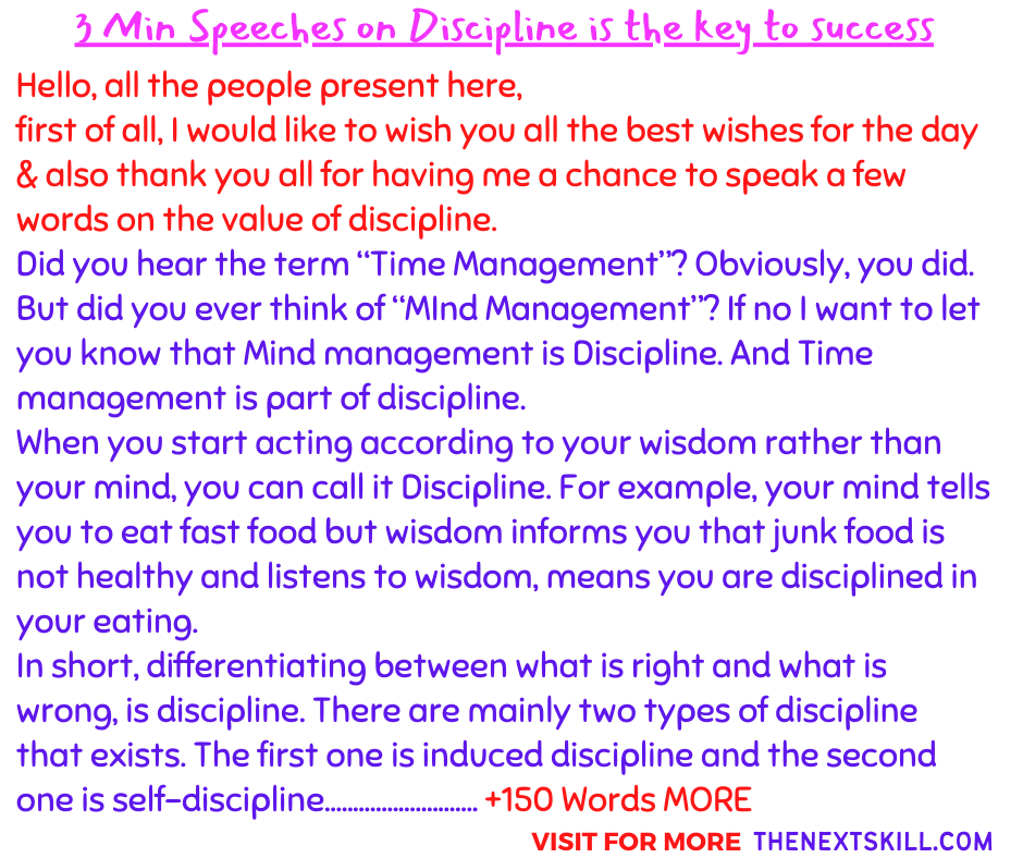 3 Minute Speech On Discipline & its Importance