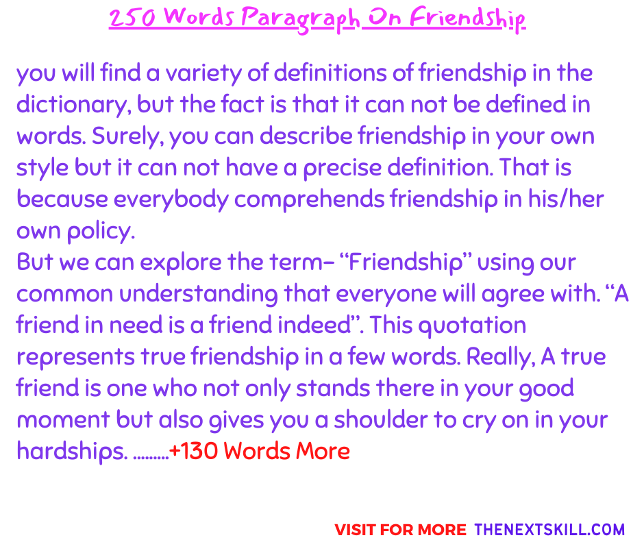 Friendship Paragraph - 250 Words