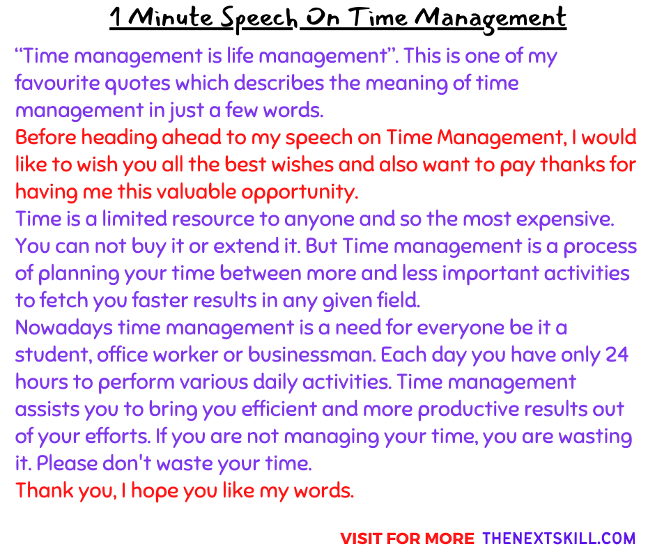 Short Speech on Time management