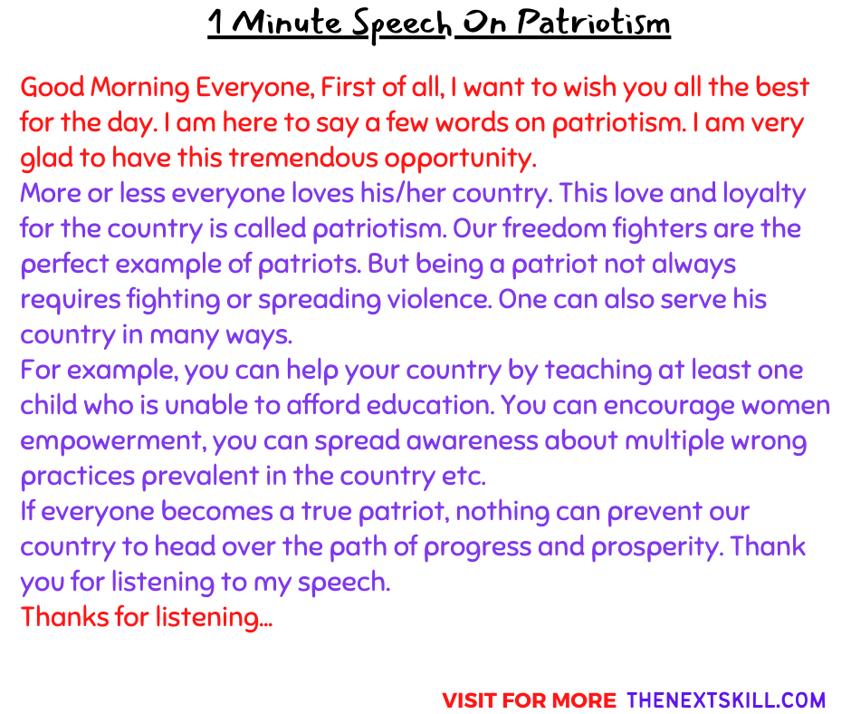 short Speech On Patriotism