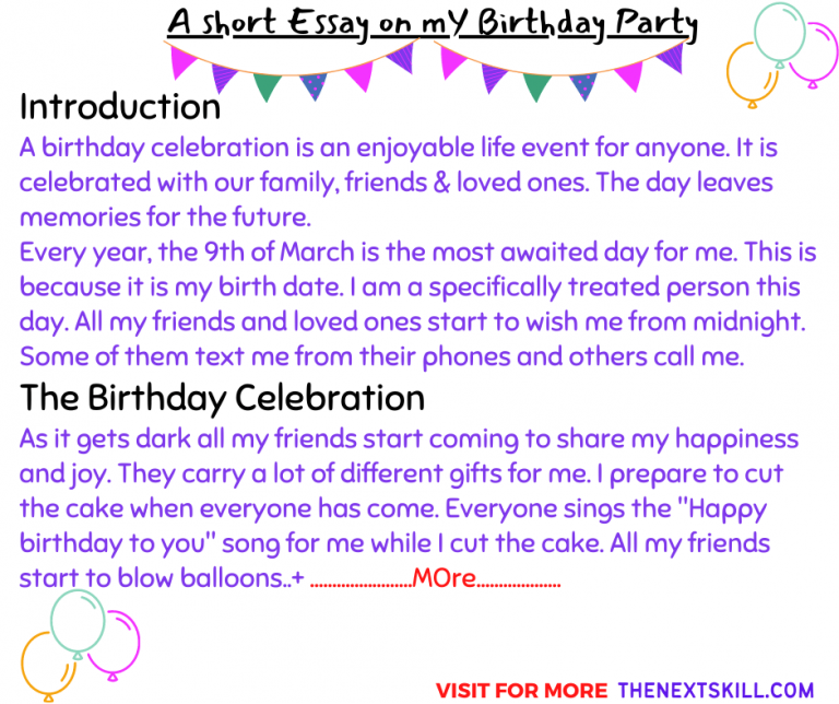 my last birthday party essay for class 1