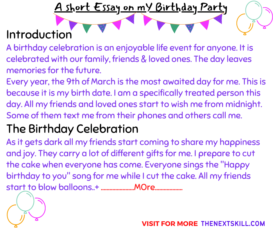 My birthday party Short Paragraph