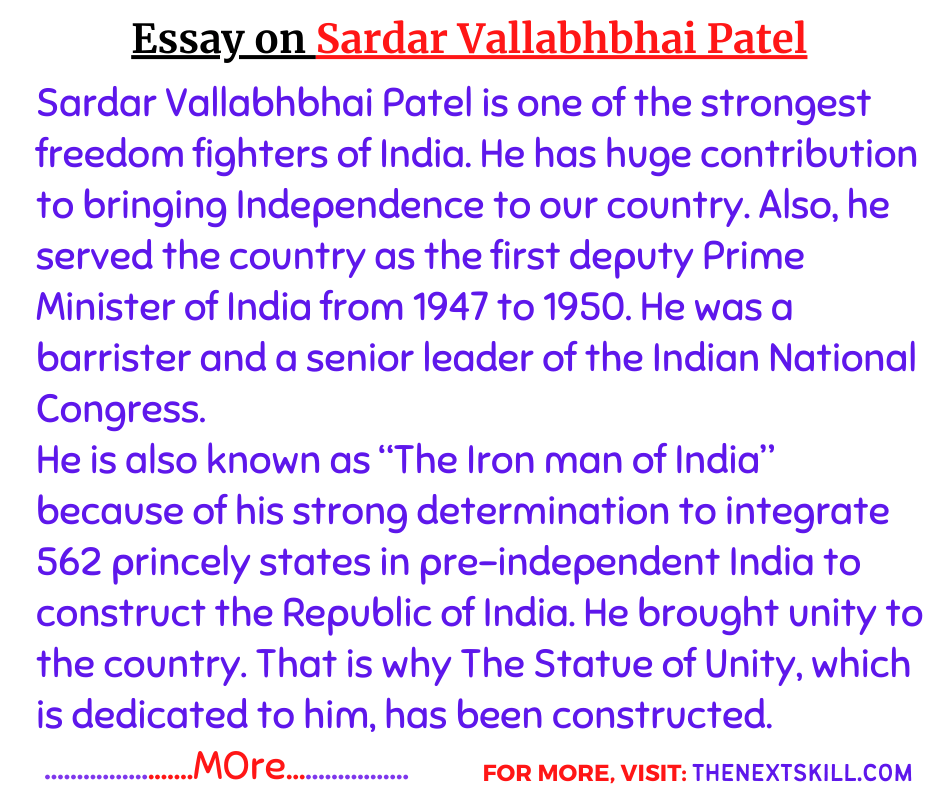 Essay on Sardar Vallabhbhai Patel-Introductin