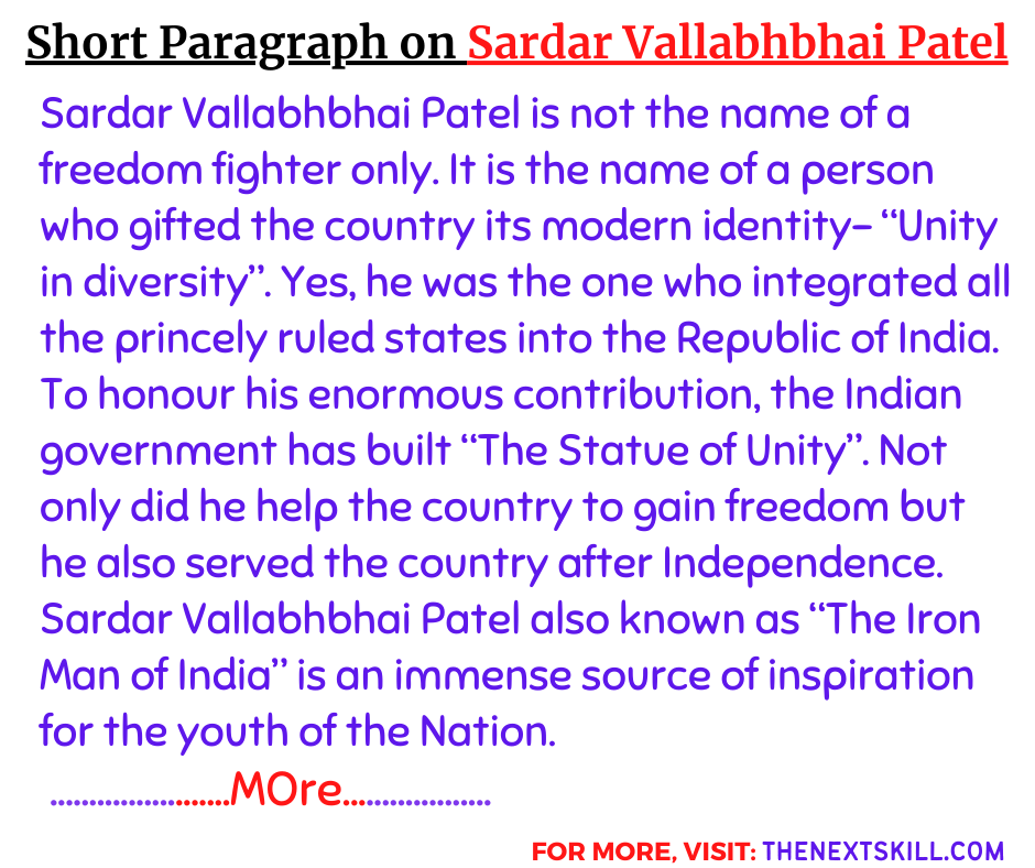 Short Paragraph On Sardar Vallabhbhai Patel