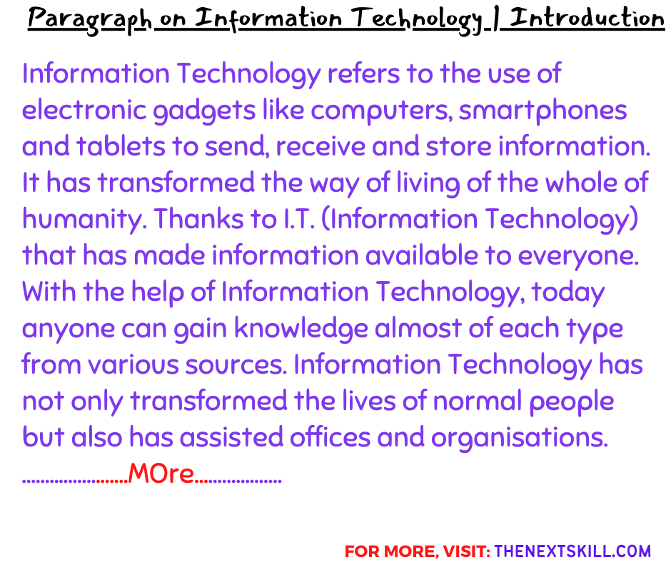 Paragraph on Information Technology