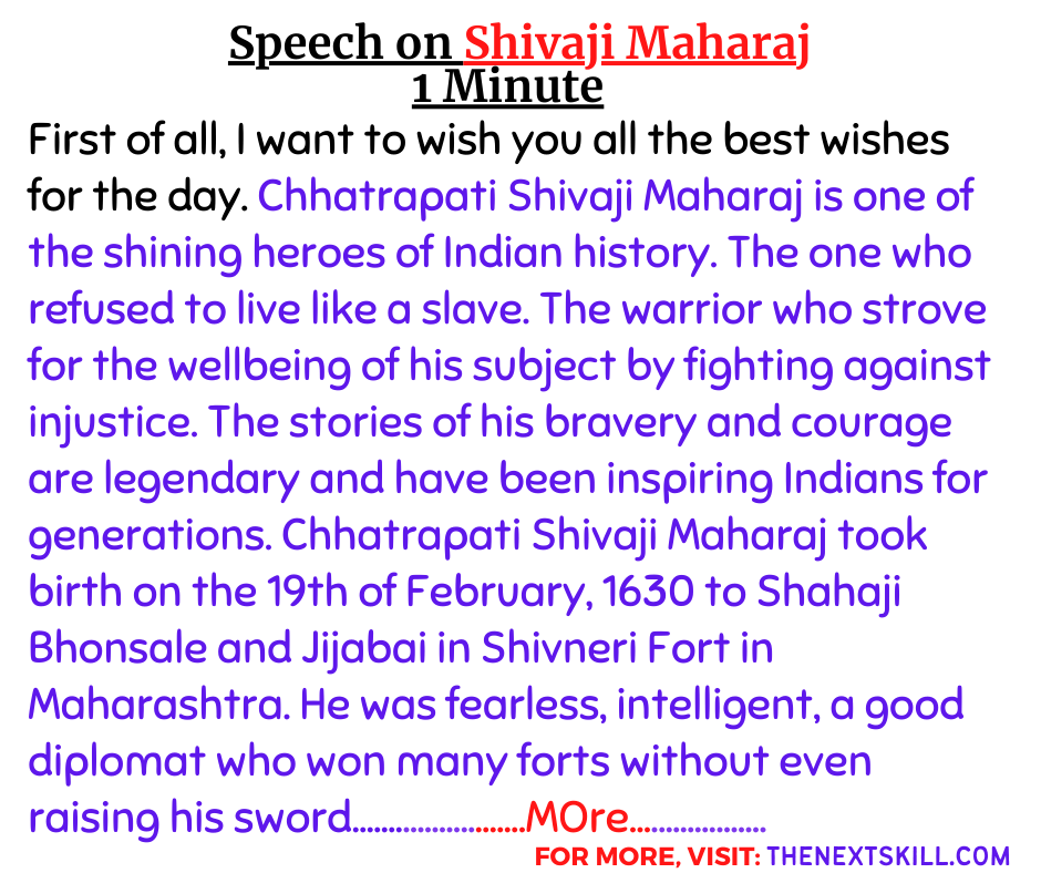 Speech On Shivaji Maharaj- 1 Minute