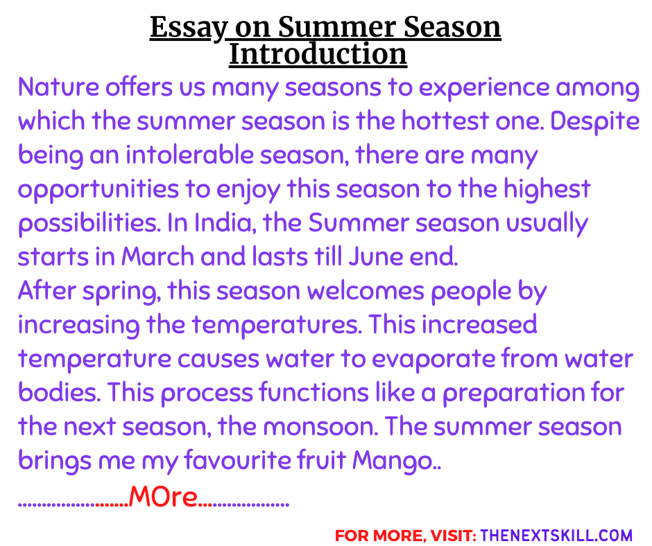 Essay on summer season- Introduction
