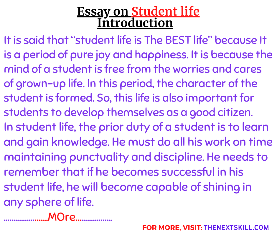 write an essay about student life