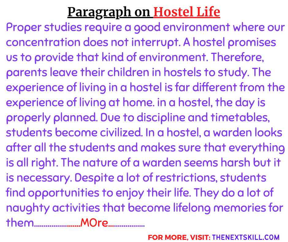 Paragraph on Hostel Life- 100 Words