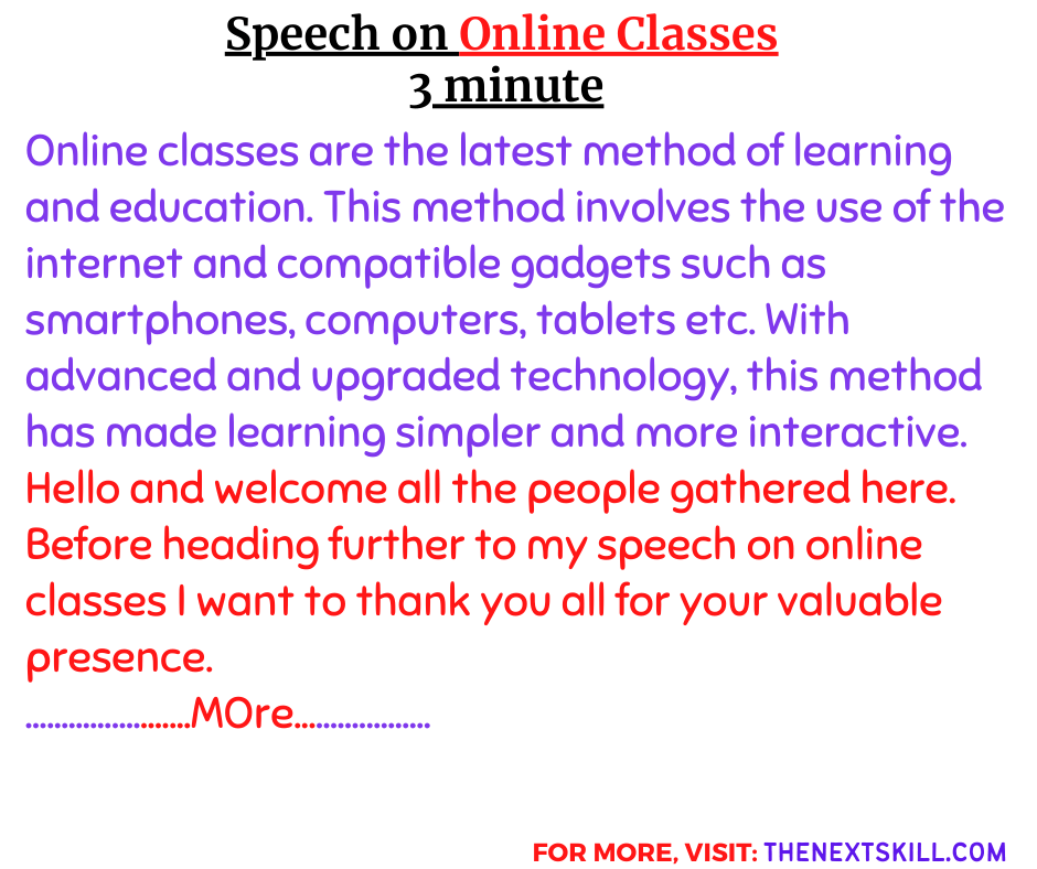 Speech on Online Classes