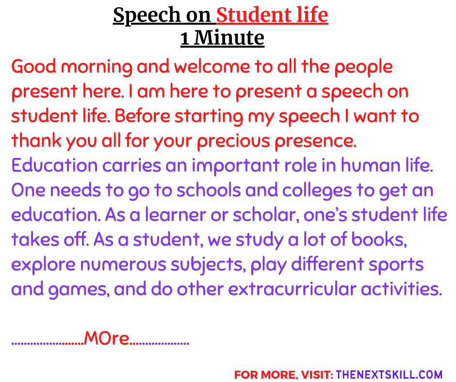Speech About Life of A Student- 1 Minute