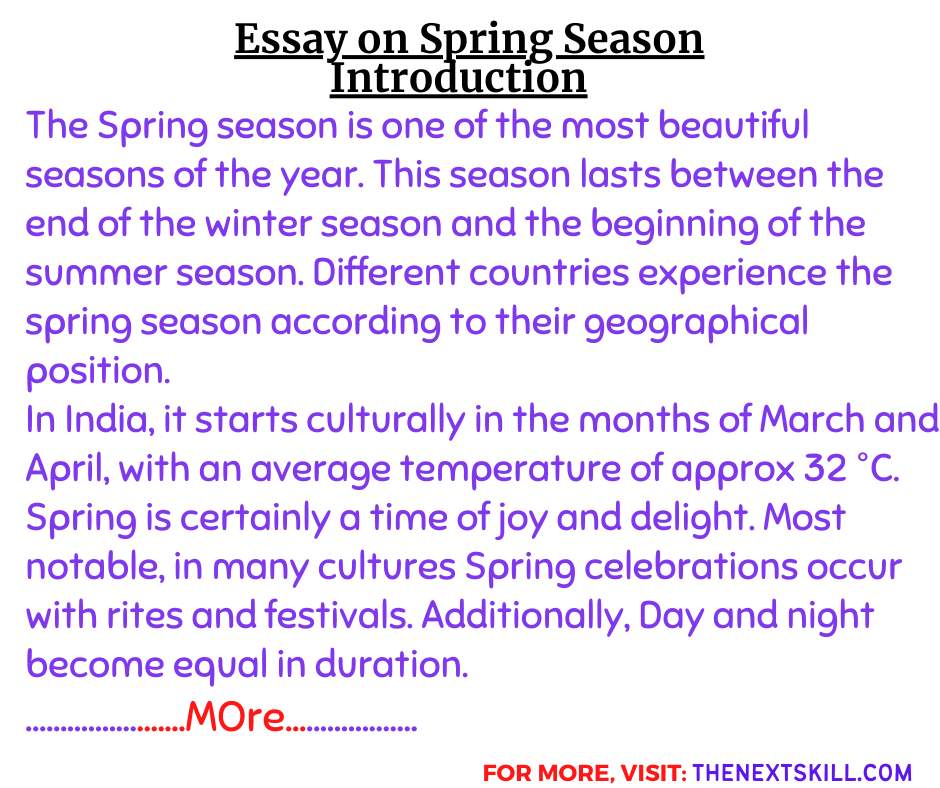 Essay on Spring Season- Introduction