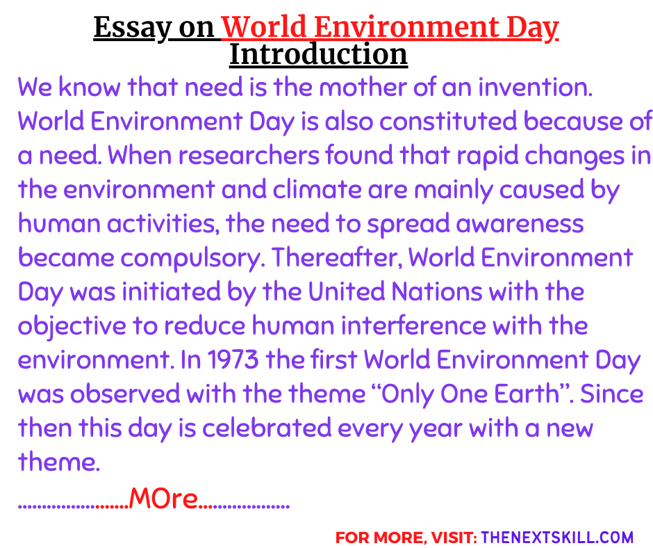 essay on World Environment Day- introduction