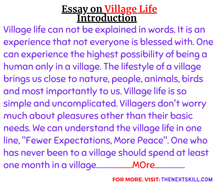 live in village essay