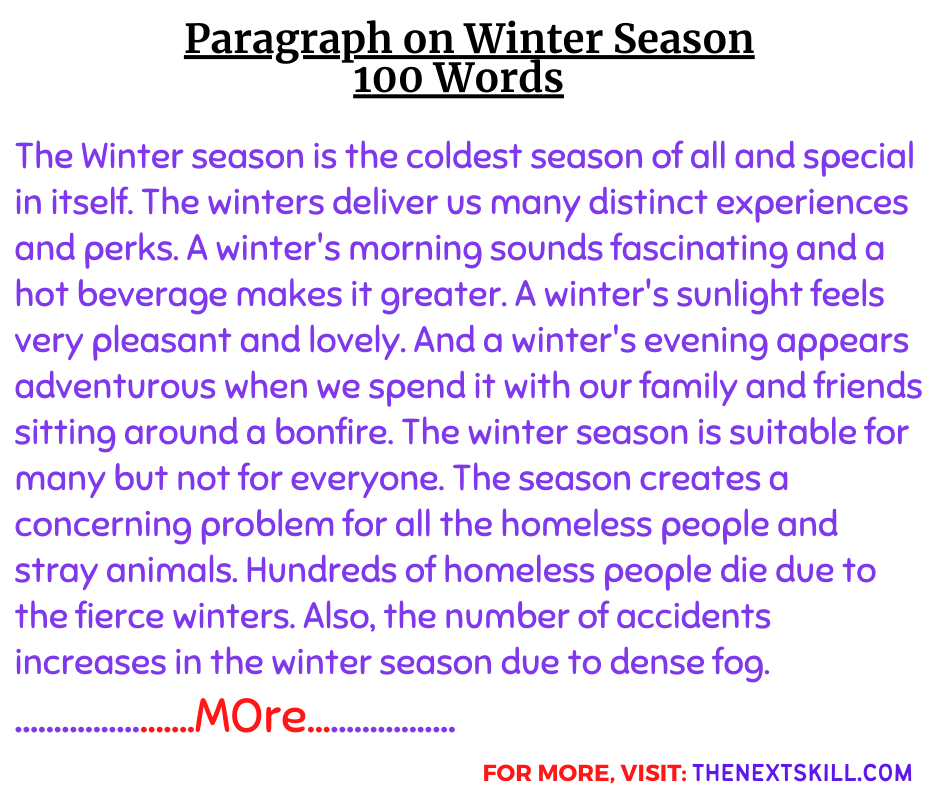 Paragraph On Winter Season- 100 words