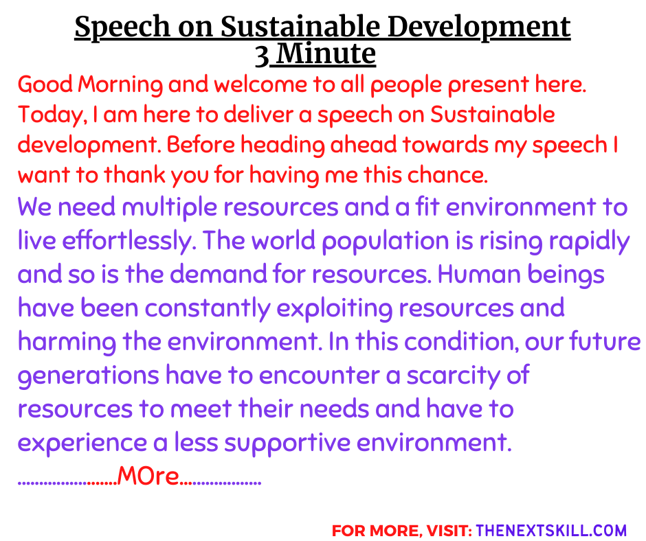 Speech On sustainable Development- 3 minutes
