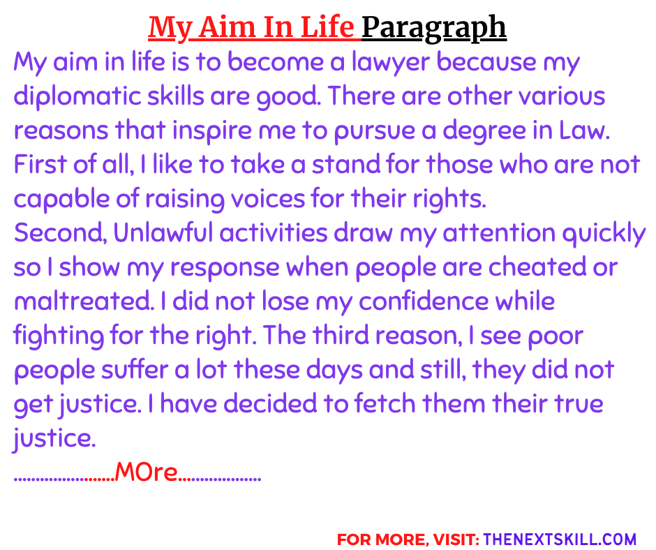 My Aim In Life Paragraph - Lawyer