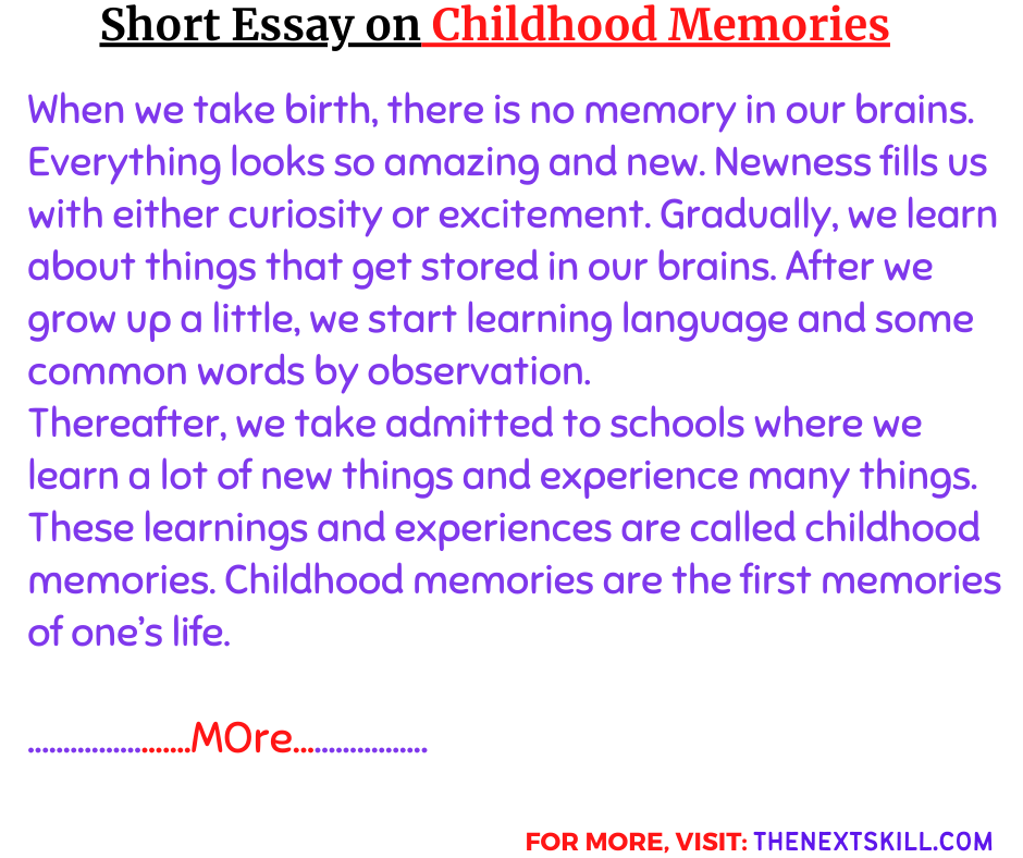 Short Essay on Childhood Memories