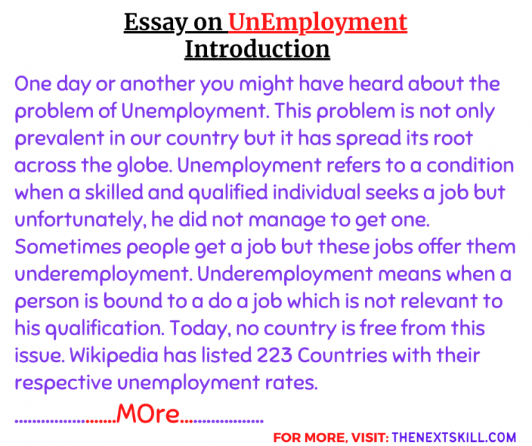 long essay on unemployment
