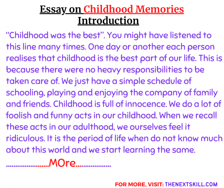 childhood memories essay introduction