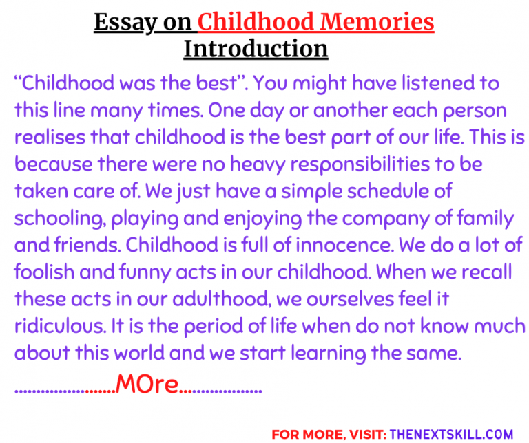 childhood memory essay introduction