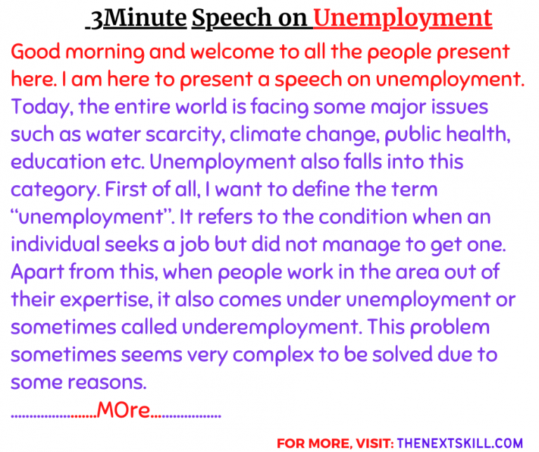 2 minute speech on unemployment