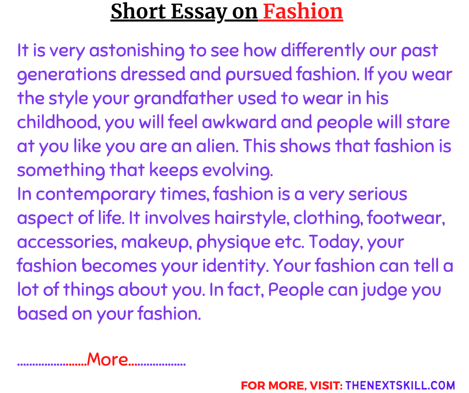 Essay On Fashion- Short