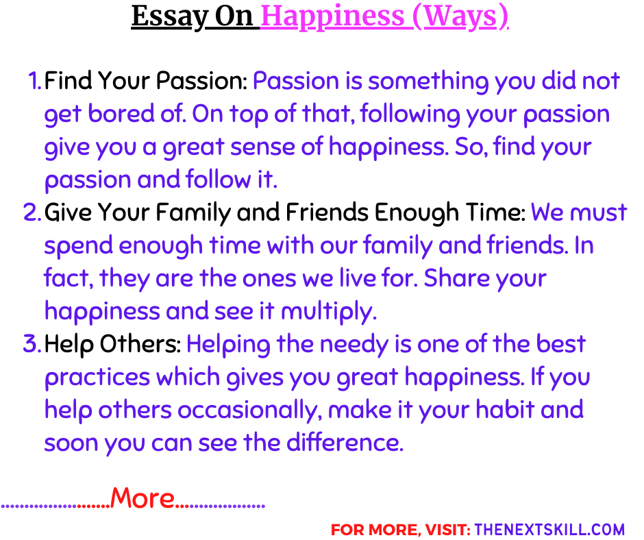 Essay On Happiness (Ways)