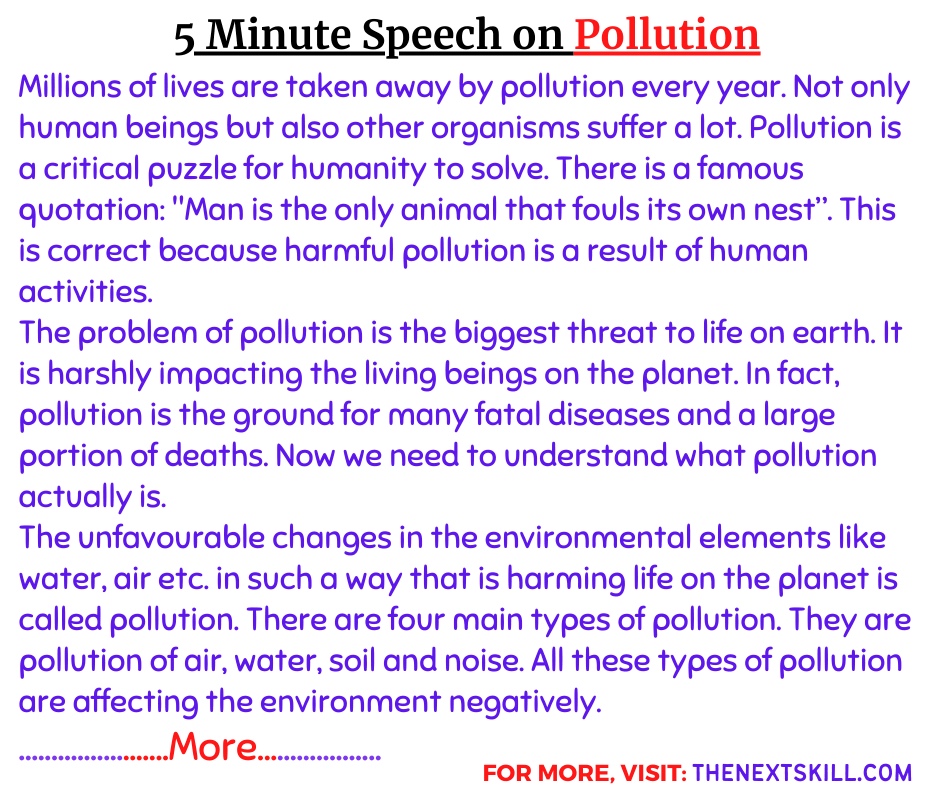 Speech on Pollution- Long