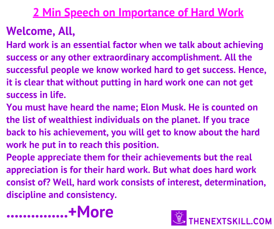 2 Min Speech on hard work